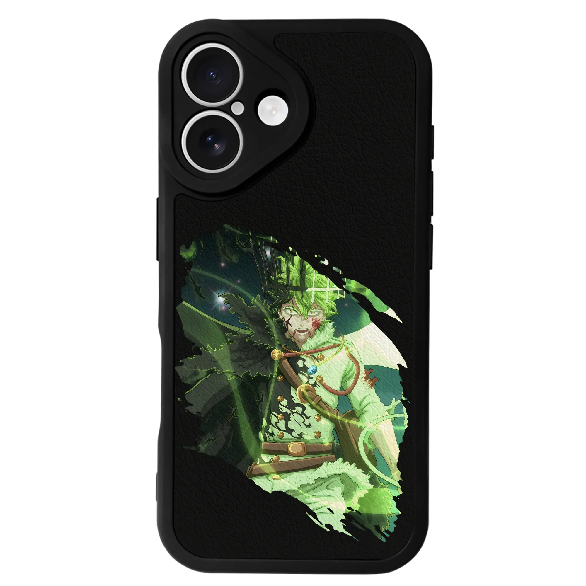 ブラッククローバー グッズ ユノ・グリンベリオール - IPhone 16シリーズ対応 ・ シリコンスマホケース ・ レザー調 ・ 高精度フィット ・ 耐衝撃 ・ ワイヤレス充電対応 ・ 精密カット